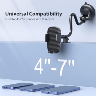 Qifutan Phone Holder - 14-Inch Long Arm Windshield Car Cell Phone Holder Anti-Shake Stabilizer Automobile Mount for iPhone Android Smartphones - Image 7