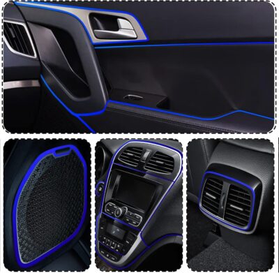 Car Interior Trim Strips,Universal 33ft Car Electroplating Decoration Styling Door Dashboard, Flexible Interior Trim Accessories with Installing Tool(Blue) - Image 6