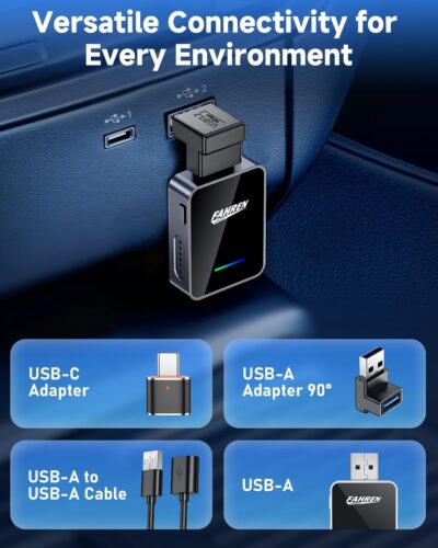FAHREN 2026 Upgraded Android Auto & CarPlay Wireless Adapter Apple iPhone, One Click Multi Device Switching, Ultra-Fast 5.8GHz WiFi, Bluetooth 6, Plug & Play USB-A/C for 2016+ Car Models - Image 5