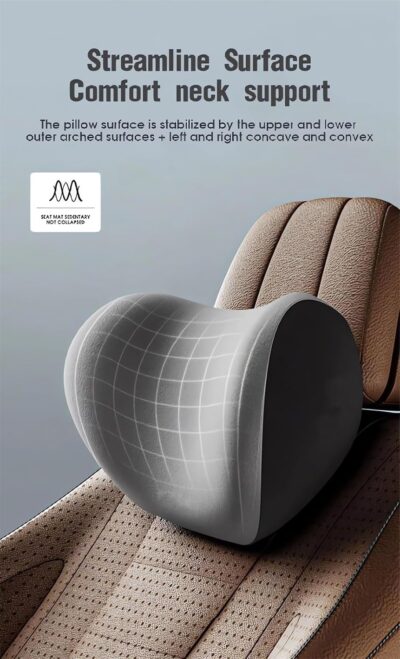 Car Headrest & Lumbar Support Cushion Ergonomic Car Seat Neck Back Rest Pillows Orthopedic Memory Foam Head Rest and Lower Lumbar Support Pillow Set Backrest Driving Seat Office Chair Support (Black) - Image 3