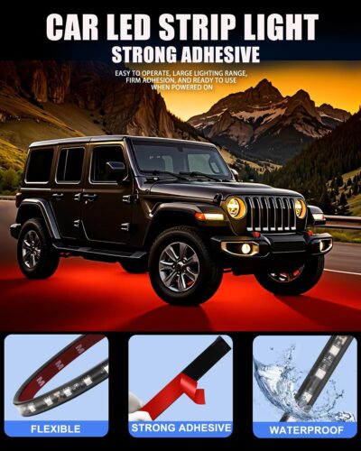 Keiurot 12V Led Light Strip 32CM Waterproof LEDs Light Strips for Cars Motorcycles Golf Cart Interior & Exterior Marine Boat Red Led Strip Lights 5050 18SMD,Pack of 4 - Image 3