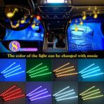 Car LED Strip Lights, 4Pcs 48 LED Interior Lights, Multicolor Music Car Strip Light Under Dash Lighting Kit with Sound Active Function and Remote Controller, DC 12V - Image 6