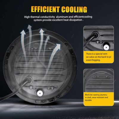 Shkalacar 7inch LED Headlight H4 140W Angel Eyes Round Headlights 4 Modes 14000LM 6000K White/3000K Amber Car Motorcycle Headlight Auto Ring Lights IP67 Waterproof 2pcs - Image 8