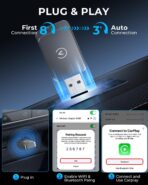 AuroraLink Wireless Carplay Adapter for Apple iPhone & Android Auto 2-in-1 Fast & Stable Carplay Wireless Adapter Convert Wired to Wireless Car Play Dongle for iOS 10+/Android 11+ (Grey) - Image 2