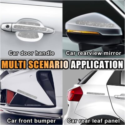 Bling Car Door Handle Protector, Bling Auto Doors Handles Sticker Anti-Scratch, Universal Car Door Handle Protective Cover, Shiny Rhinestone Auto Decor Accessories for Women (White) - Image 7
