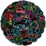 50pcs Neon Car Theme Sticker,Waterproof Vinyl Stickers - Automobile Race Decor & Party Favors Gifts for Laptop, Water Bottle, Skateboard Guitar (Neon Sticker-3)