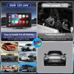 Carplay Screen for Car with Apple CarPlay/Android Auto, 7" Wireless Car Stereo, Portable Touchscreen Car Radio with Bluetooth, Backup Camera, GPS Navigation, Mirror Link,Multimedia Player All Vehicles - Image 6