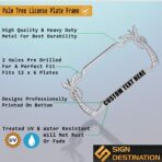 Speedy Pros Palm Tree License Plate Frame Custom Personalized Text Metal Weatherproof Car Accessories License Plate Holder Chrome 2 Holes Set of 2 - Image 2