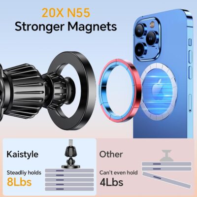 Kaistyle for Magsafe Car Mount【20 Strong Magnets】Magnetic Phone Holder for Car Phone Holder Mount Dash Mounted Holders Cell Phone Holders for Your Car Accessories for Women Men for iPhone 17 16 15 14 - Image 4