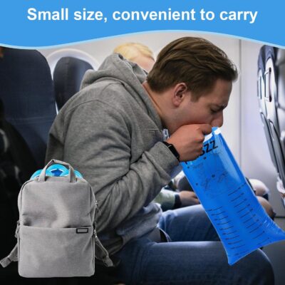 40 Pack Vomit Bags Disposable, Leak Resistant Barf Bags, Portable Blue Vomit Bag, 1000 Ml Emesis Puke Throw Up Nausea Motion Sickness Bag for Car, Aircraft, Taxi - Image 5