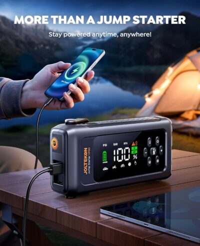 Car Battery Jump Starter with Air Compressor 4500A 150PSI, Car Jumper Starter Portable (9L Gas/8L Diesel), Jump Box Car Battery with Auto-Shutoff Tire Inflator, Jumper Cables and Light - Image 4