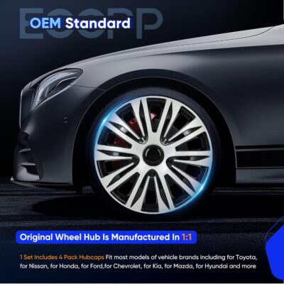 ECCPP Wheel Cover 15 Inch Hubcap Wheel Hub Caps OEM Rim Protectors Cover (Set of 4) Modern & Stylish Auto Tire Replacement Exterior Cap - Image 3