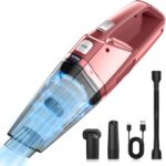 Handheld Vacuum Cordless - Car Vacuum Portable & Small Vacuum Cleaner with 6KPa Suction, USB Vacuum Cordless Rechargeable, HEPA Filter, LED Light for Pet Hair, Home, Car, Office - Includes Accessories