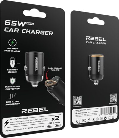 REBEL Dual 65W USB C Fast Car Charger 12V/24V [Smallest Metal Frame] PD65W, QC60W 4.0/3.0, Flush Fit, Cigarette Lighter Adapter for iPhone 17 Pro Max Air 16 Plus 15 14 13 12 iPad, MacBook, S25. S24 - Image 7