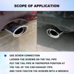 Stainless Steel Car Exhaust Tip, 2.5" to 3.3" Adjustable Car Decoration Chrome-Plated Finish Exhaust Tailpipe, Universal Car Exhaust Pipe Modification Tail Throat Tail Pipe (Silver #Straight) - Image 4