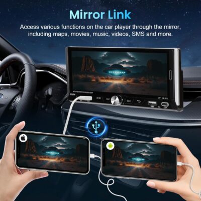 Single Din Car Stereo with Wireless Apple Carplay Android Auto, 6.9" IPS Touchscreen Car Stereo with Bluetooth 5.2 Handsfree Mirror Link Backup Camera GPS Navigation Dual USB Fast Charge FM AM EQ SWC - Image 4