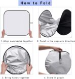 Ziciner 2 PCS Car Windshield Sun Shade, Auto Sun Heat and UV Rays Blocker, 28"×31" Foldable Automotive Front Window Sunshade Protector, Universal Vehicle Interior Accessories (Silver-M) - Image 3