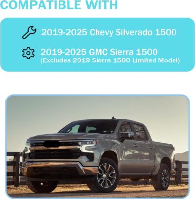 AUCERAMIC 2PCS Chrome Mirror Cap Cover Clip on Replacement for 2019-2025 Chevy Silverado 1500, GMC Sierra 1500 Replacement for Left Right Side Mirror Cover (Chrome) - Image 2