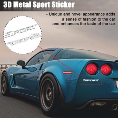 2PCS 3D Metal Sport Emblem for Car, Premium Decals Emblem, Trunk Fender 3D Sticker Modification (Silver) - Image 4