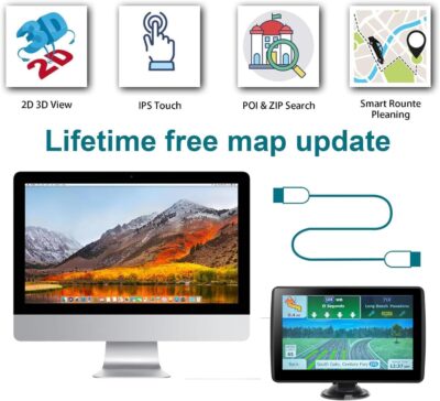 7'' GPS Navigator for Car Truck RV - 2026 North America Maps Free Lifetime Updates, Touchscreen Navigation System, Speed & Red Light Warning, Turn-by-Turn Voice Guidance, for All Cars (Blue) - Image 4
