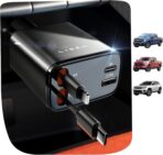 LISEN Retractable Car Charger 4 in 1 for Cars, 69W Retractable USB C Car Charger with 31.5in Cable, Fast Charging for iPhone 17 16 15 14 13 12 Pro Max Plus, Compact Cars Accessories for Daily Driving