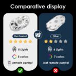 4PCS Wireless Led Lights for Car with Remote,8 Colors Car Interior Lights,Portable Rechargeable Led Night Light,Music Sync Color Change Lights. - Image 2