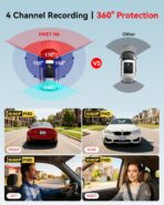 IIWEY N6 360° Dash Cam 4 Channel, 5.8G WiFi-6 (up to 20MB/s) with App, Free 128GB Card, FHD Front & Rear Inside Dash Cam for Car, 8 IR Lights Night Vision, GPS, 24/7 Parking Mode, G-Sensor - Image 2