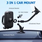 Vansky Car Phone Holder Mount, 3-in-1 Universal Cell Phone Holder Car Air Vent Holder Dashboard Mount Windshield Mount Fit for iPhone 17 16 15 14 13 Pro Max, Samsung S24 S23 LG Sony and More - Image 5