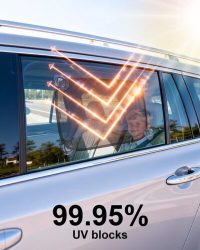 PEMOTech Car Window Shades for Baby【8 Suction Cups & Static Cling】 2 Pack-21"x14" Side Window Cover for Child,Certified Sunshades for Kids to Block 99.9% UVR, Sun Shade Universal Fit Most of Cars - Image 5