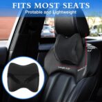 2 Pack Car Neck Pillow, Softness Leather Car Headrest Pillow, 100% Memory Foam and Breathable Removable Cover, Neck Support Head Pillow for Ergonomic Design (Black) - Image 5