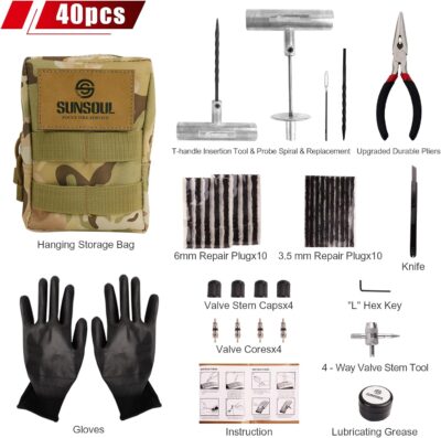 SUNSOUL Heavy Duty Tire Plug Kit, 40Pcs Off Road Emergency Puncture Repair for SUV, Truck, ATV, UTV, Tractor & Motorcycle - Fast Seal Tire Repair Kit with Tools (Include Insertion Tool) - Image 2