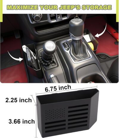Center Console Organizer Storage Box for Jeep Wrangler JL Gladiator JT 2018-2025 2026 Accessories Gear Shift Side Tray Flag Accent, 2PCS - Image 4