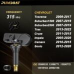 TPMS Chevrolet Pre-Programmed Tire Pressure Sensor,with:➥Trax(13-22)|Suburban1500/2500(07-19)|Traverse(09-17)|Camaro(10-15)|Impala(05-20)|Cruze(11-15)|Sonic(12-20)/#13598771(4 PCS) 315MHz - Image 2