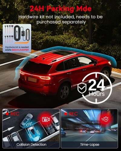 N5 PRO 4K 4 Channel Dash Cam, 360° All-Around View, 1080P Rear and Inside, 5G WiFi 6 - Up to 10MB/s, Built-in GPS, 8 IR Night Vision, G-Sensor, 24H Parking Mode, Free 128GB SD Card Included - Image 6