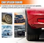 4PCS Universal Car Mud Flaps, Flexible Bendable Car Splash Guards Set with Fastener Rivet Clips, Universal Off-Road Front & Rear Mudguard Accessories for Pickup, SUV, Truck (Black) - Image 4