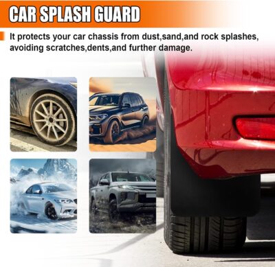 4PCS Universal Car Mud Flaps, Flexible Bendable Car Splash Guards Set with Fastener Rivet Clips, Universal Off-Road Front & Rear Mudguard Accessories for Pickup, SUV, Truck (Black) - Image 4