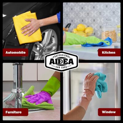 AIDEA Microfiber Cleaning Cloth, 50PK, Microfiber Towels for Cars, Premium Wash Cloths, Dusting Cloth Cleaning Rags, Absorbent Towels for SUVs, House, Kitchen, Window, Cleaning Supplies12×12" - Image 5