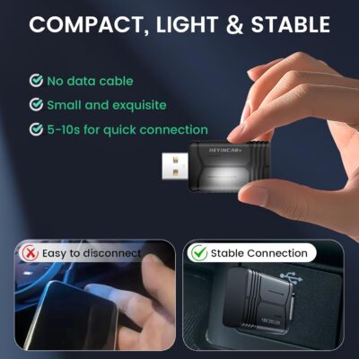 H-Air Wireless CarPlay & Android Auto Adapter, 2026 Upgrade, Plug & Play USB Dongle, Convert Wired CarPlay Auto to Wireless, No Latency, Fast Connection, for Apple iPhone & Android Phones - Image 8