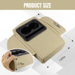 Hovom Car Center Console Cover, 13.39"×7.87"×2.76" Leather Armrest Cover for Cars, Memory Foam Armrest Pillow with Pocket, Cup Holder & Phone Slot, Universal Vehicle Arm Rest Cushion Pad (Beige) - Image 2