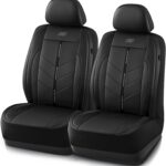 Skechers Car Seat Covers,Luxury Faux Leather Seat Covers,Waterproof Anti Slip Car Seat Protector Front Seats,Car Accessories Airbag Universal Fit for Most Cars,Vans,Trucks,SUV,Black