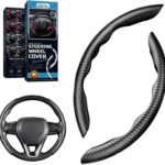 Cartist Carbon Fiber Steering Wheel Cover - Anti-Slip, Steering Wheel Cover for Men/Women - Durable, Universal Car Accessory (Black)