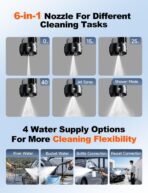 Cordless Pressure Washer, 1880 Max PSI 3.0 GPM Battery Powered Power Washer with Multi-Level Adjustment, 6-in-1 Nozzle & Foam Cannon, Portable Power Cleaner Kit with 32ft Hose for Car & Home - Image 7