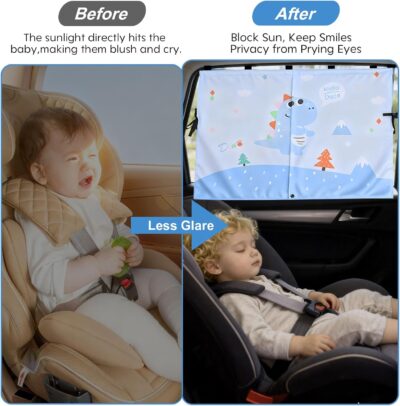2 PCS Magnetic Car Window Shade for Baby,Easy Installation Side Window Sunshades, Universal Fit for Most Cars Friendly Automotive Interior with Cartoon Patterns -for Baby - Image 3