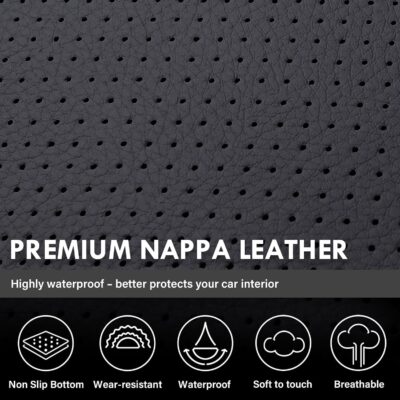 Coverado Chevy Silverado Seat Covers, Faux Leather Seat Covers Fit for Chevy Silverado GMC Sierra 2007-2025 1500, 2015-2025 2500HD 3500HD Crew Double Extended Cab (Front, Black) - Image 8