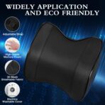 2 Pack Car Neck Pillow, Softness Leather Car Headrest Pillow, 100% Memory Foam and Breathable Removable Cover, Neck Support Head Pillow for Ergonomic Design (Black) - Image 6