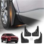 Powerty Custom Fit for Mud Flaps Toyota RAV4 2025 2024 2023 2022 2021 2020 2019 Splash Guards Molded Front and Rear Fender Cover Black ABS 4Pcs Set Hybrid Accessories (Not Fit for 2021 RAV4 Prime)
