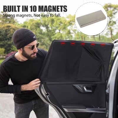 2PCS Car Side Window Shades, Magnetic Double Layer Car Sun Shade for Privacy Block Heat UV Full Shade & Half Shade Options, Vehicle Back Window Curtain for Baby & Kids - Image 4