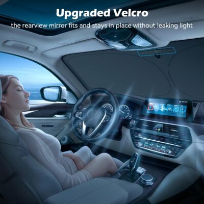 Car Windshield Sun Shade, 300T Thickened Car Window Shades Heat Reflective Interior Cool, Universal Fit for Most Cars SUVs Trucks, Foldable & Portable Design (L (57" × 31")) - Image 4