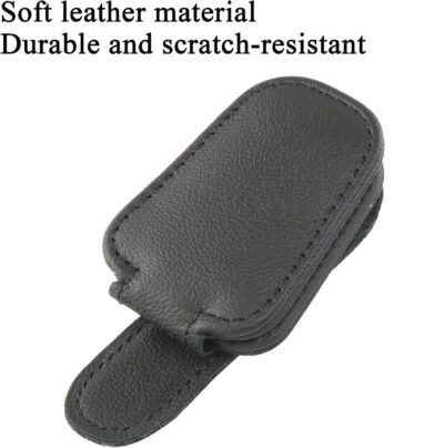 KIWEN Sunglasses Holders for Car Visor, Magnetic Leather Glasses Eyeglass Clip for Car, Ticket Card Clip Sunglasses Mount, Car Visor Accessories Gadgets (1, Black) - Image 3