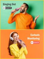 Wireless Bluetooth Karaoke Microphone, Built-in Loud Speaker for 10H Playback, Add Reverb/Duet Mode/Earbuds Monitoring, Portable Karaoke Machine for Entertainment & Singing Practice (Rose Gold) - Image 3